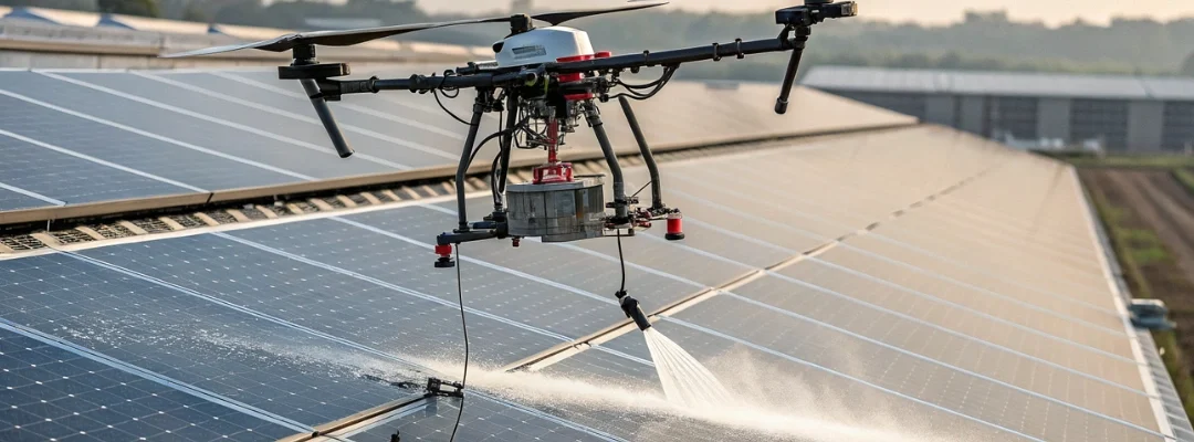 Solar PV panel cleaning drone and how its effective
